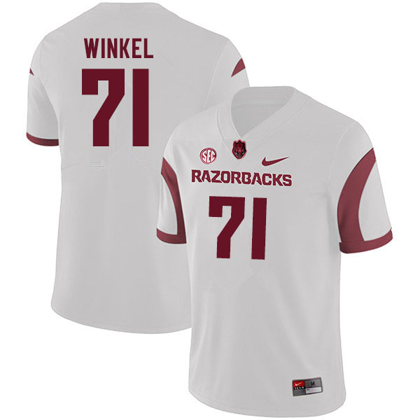 Men #71 Ryan Winkel Arkansas Razorbacks College Football Jerseys Sale-White - Click Image to Close